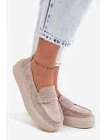 Mokasiny z přírodního semiše na platformě Vinceza Béžové Mokasiny z přírodního semiše na platformě Vinceza Béžové