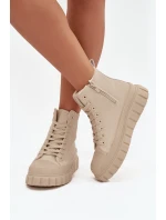 Dámské zateplené kotníkové tenisky na platformě model 21789257 Světle béžová - Big Star