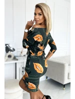 13-165 Športové šaty s vreckami - zelené + oranžové pery