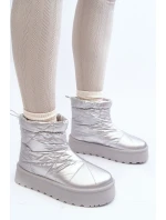 Śniegowce Damskie Na Masywnej Platformie Srebrne Fionia Śniegowce Damskie Na Masywnej Platformie Srebrne Fionia