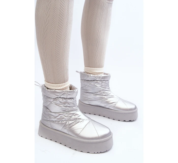 Śniegowce Damskie Na Masywnej Platformie Srebrne Fionia Śniegowce Damskie Na Masywnej Platformie Srebrne Fionia