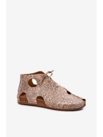 Wzorzyste Skórzane Botki Maciejka 03426-02 Beżowe