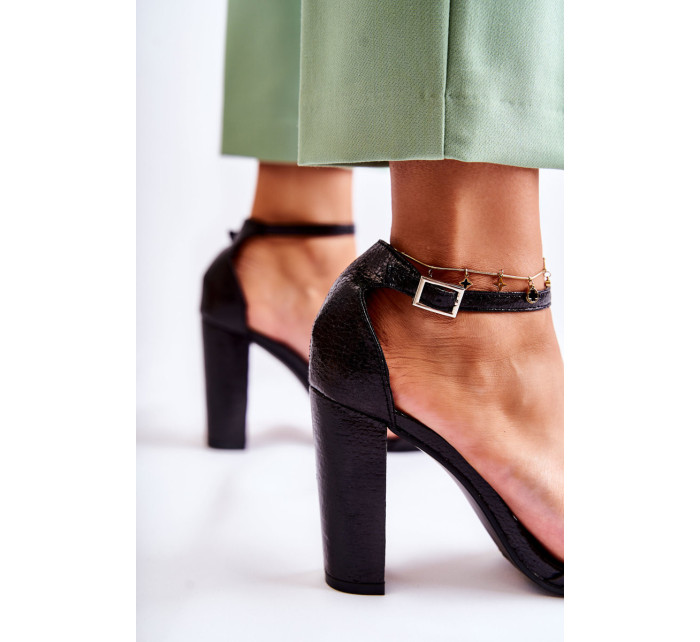 Klasické kožené sandále Bar Black Sallen