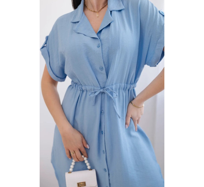 Viskózové šaty so zaväzovaním v páse modré