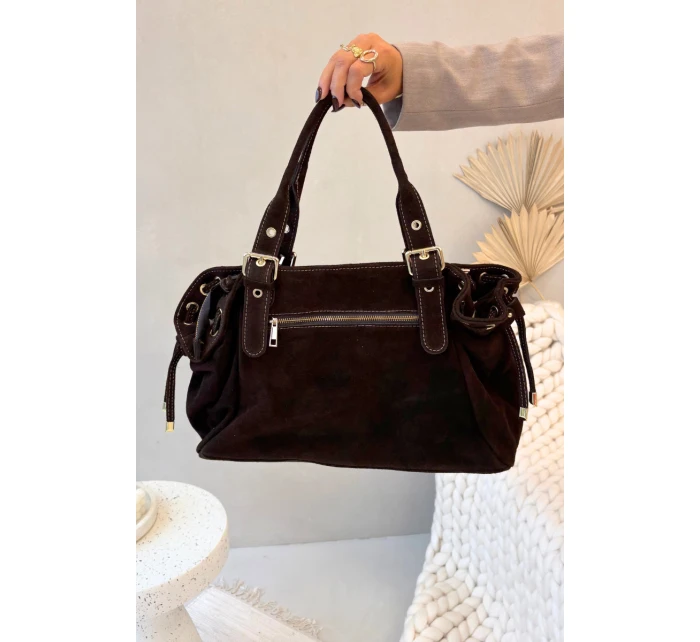 Dámska semišová kabelka Ovelia - čokoládová