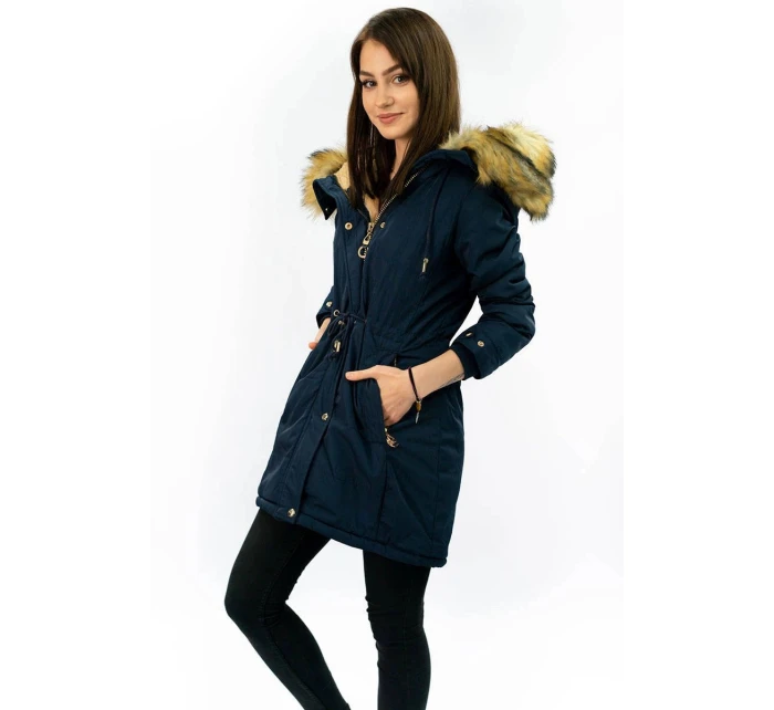Tmavomodrá teplá dámska zimná bunda parka (w165) Tmavomodrá teplá dámska zimná bunda parka (w165)