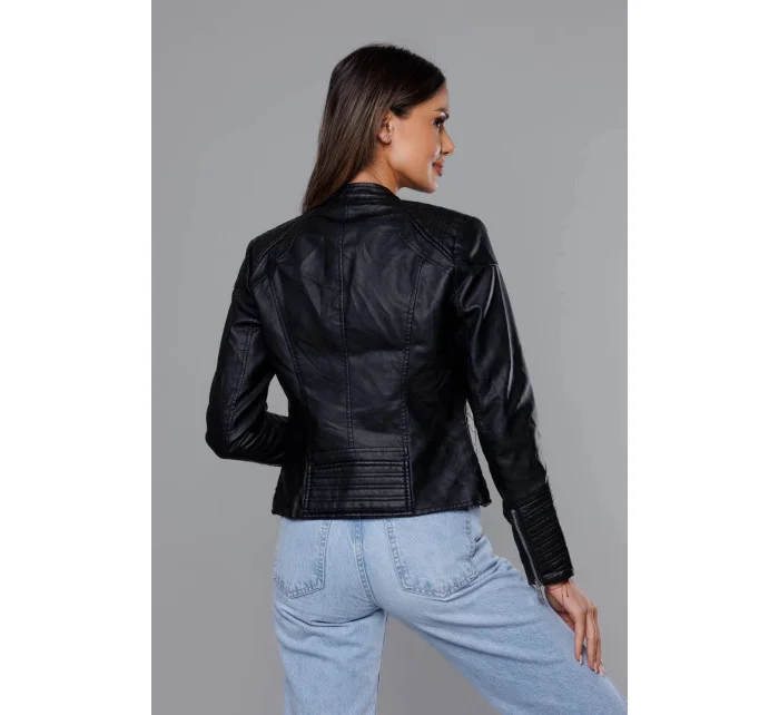 Černá dámská bunda ramoneska se stojáčkem model 18140997 - J.STYLE