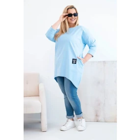 Dámská blůza Plus Size s delším zadním dílem a dlouhým rukávem modrá Dámská blůza Plus Size s delším zadním dílem a dlouhým rukávem modrá