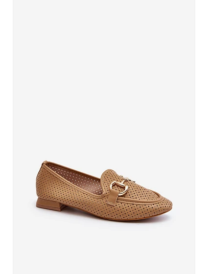 Dámské mokasíny na ploché podrážce s ozdobou Camel model 21650946 - Boto
