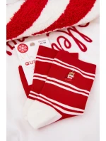 Dámské Vánoční Ponožky Pruhy A Medvěd Červené