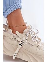 Kožené dámské tenisky model 22095164 Béžové - Goe