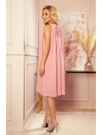 Šifónové šaty s viazaním Numoco ALIZEE - ružové