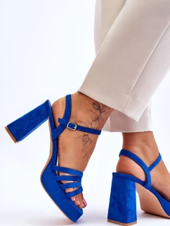 Dámske semišové sandále na platforme modré Verda