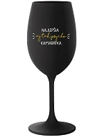 THE BEST YET SO PSYCHO GIRL - čierny pohár na víno 350 ml
