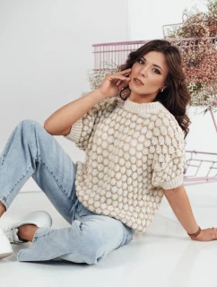 Dámsky oversize sveter PINGOL béžový FashionStreet MY2306