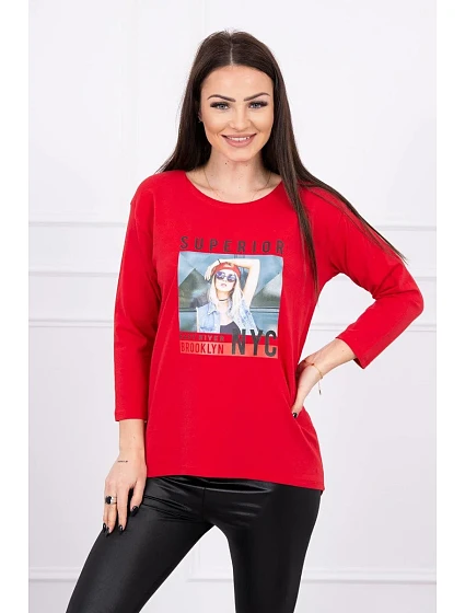 Halenka s potiskem model 18744198 červená - K-Fashion