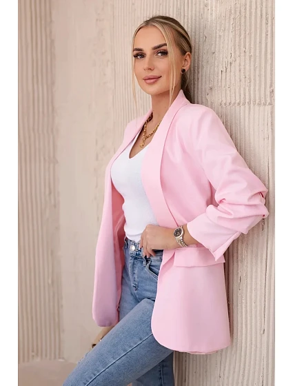 Sako s klopami elegantní cukrově růžová