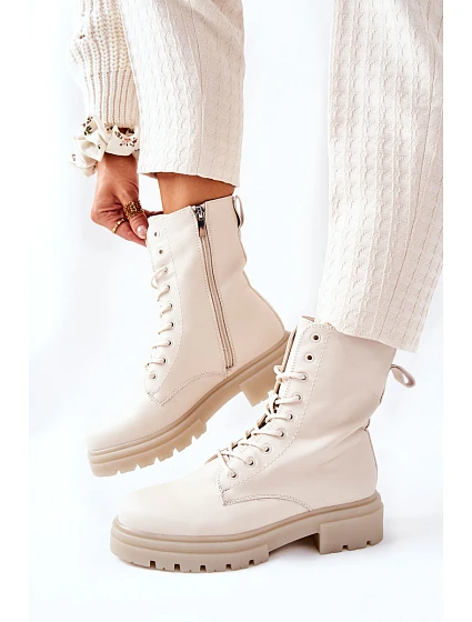 Kotníkové Ploché Workery Boty Béžové model 21565678 - Boto