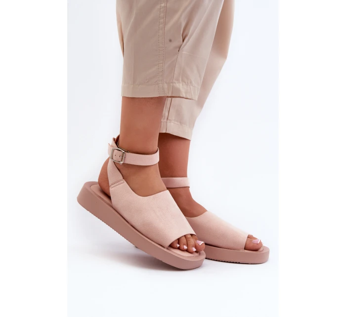 Wygodne Sandały Damskie Na Platformie Różowe Rubie Wygodne Sandały Damskie Na Platformie Różowe Rubie