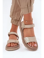 Dámské Kožené Sandály Na Platformě Béžové model 21697428 - Zazoo