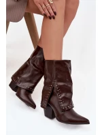 Kovbojky s límcem a zdobením hnědé model 21747831 - Boto