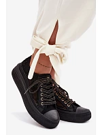 Dámské tenisky s krajkou na platformě model 22095265 Černé - Lee Cooper