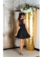 Dámske sexy mini šaty s priehľadným výstrihom 50226 Čierna - KouCla