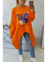 Oversize halenka s potiskem oranžová Oversize halenka s potiskem oranžová