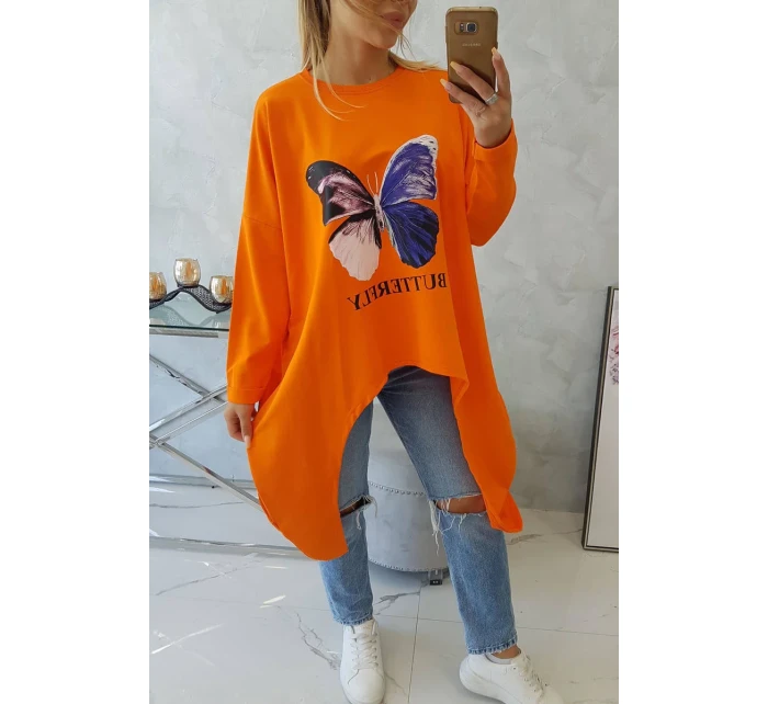 Oversize halenka s potiskem oranžová Oversize halenka s potiskem oranžová