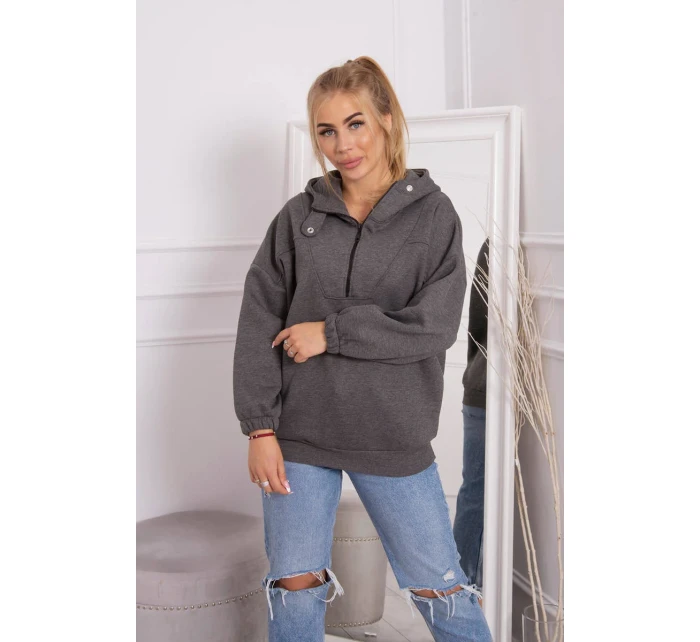 Mikina s kapucí v grafitové barvě