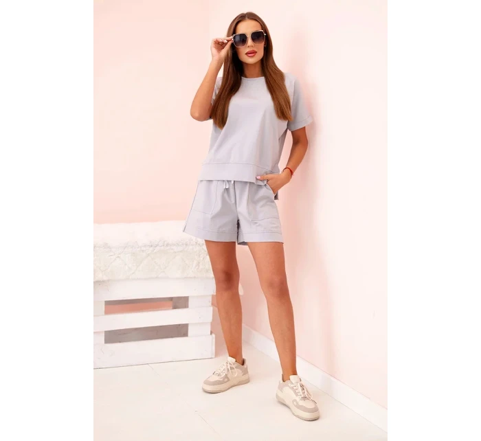 Dámský punto set s krátkými rukávy a šortkami šedý Dámský punto set s krátkými rukávy a šortkami šedý