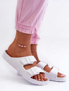 Damskie Piankowe Klapki Z Klamrami Białe Luciene