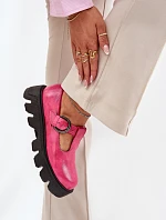 Lakierowane Skórzane Półbuty Z Klamrą Zazoo 20183 Fuksja