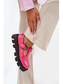 Lakierowane Skórzane Półbuty Z Klamrą Zazoo 20183 Fuksja