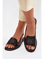 Dámské sandály na nízkém podpatku s ozdobou model 22133753 Černé - S.Barski