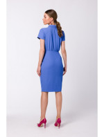 S335 Košeľové šaty s riasením - modré