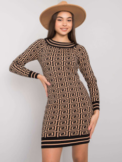 Pletené šaty Montrose OCH BELLA v ťavej a čiernej farbe