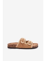 Dámske háčkované papuče so zlatými prackami - ťava Fenira