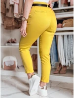 Dámské kalhoty slim fit s páskem hořčicové Dstreet model 21986217 - FashionStreet