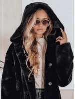 Dámsky kožuch HELLOCHIC dlhý čierny FashionStreet TY4986