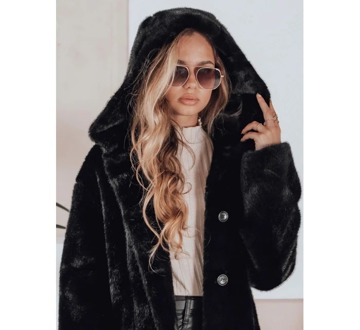 Dámsky kožuch HELLOCHIC dlhý čierny FashionStreet TY4986
