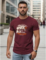 Pánske tričko VINTAGE CAR s potlačou FashionStreet bordová NX5082R