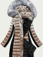 Dámska zimná bunda zo zmiešaných materiálov béžová (dk067-95)