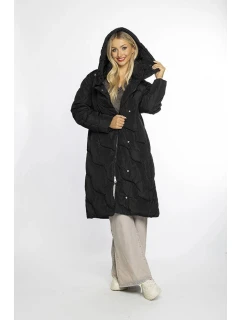 Volná černá dámská bunda s ozdobným prošíváním model 21247253 - Ann Gissy
