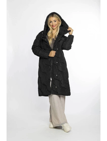 Volná černá dámská bunda s ozdobným prošíváním model 21247253 - Ann Gissy