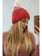 Fleecová čiapka Ilona K218 malpberry+ecru