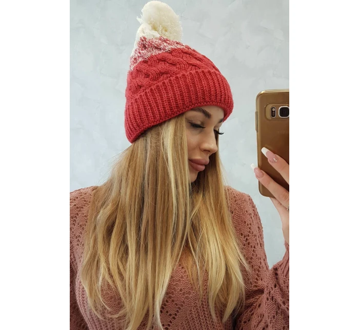 Fleecová čiapka Ilona K218 malpberry+ecru