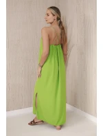 Dlhé šaty bez ramienok svetlozelené Dlhé šaty bez ramienok svetlozelené