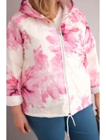 Plus veľkosť dámske jarné bundy s kvetinovým vzorom svetlo ružová