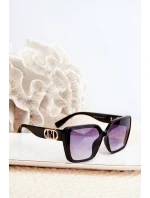 Okulary Przeciwsłoneczne Damskie Z Ozdobnym Detalem UV400 Czarne